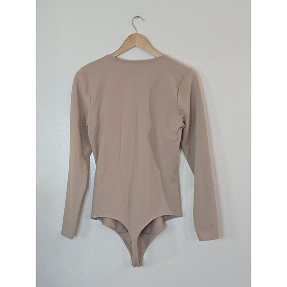 Abercrombie & Fitch Soft A&F Tan Bodysuit Size Large Cutout Long Sleeve Nude - Picture 6 of 9